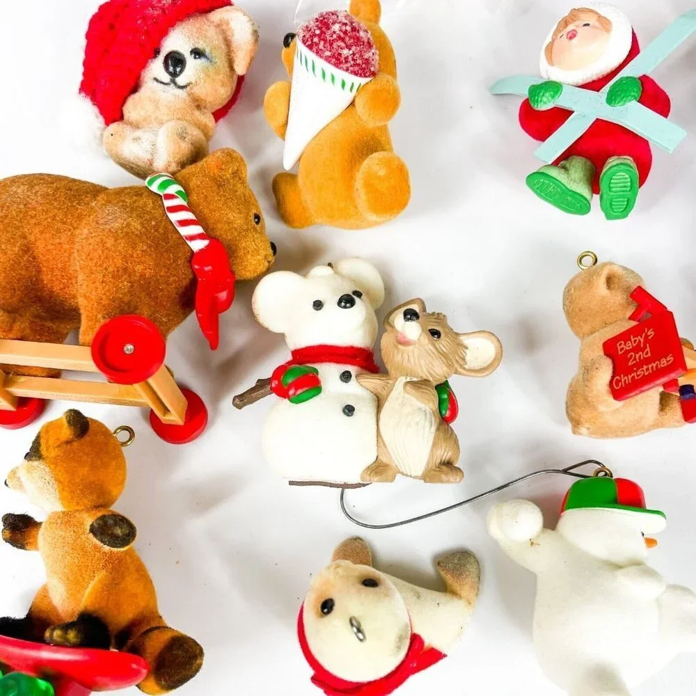 Hallmark Keepsake Lot of 16 Flocked Ornaments